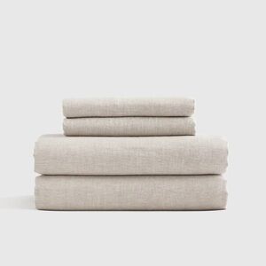 NWT QUINCE European Linen Sheet Set Full Natural Chambray 6320